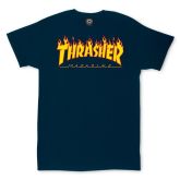 Thrasher Skate Mag Flame Logo Short Sleeve Tee Navy Blue - Blau - Kurzärmeliges T-shirt