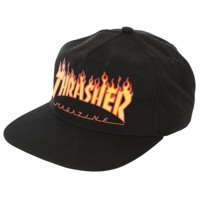 Thrasher Skate Mag Flame Embroidered Snapback - Schwarz - Kappe