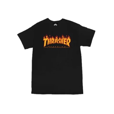 Thrasher Skate Mag Godzilla Flame Short Sleeve Tee - Schwarz - Kurzärmeliges T-shirt