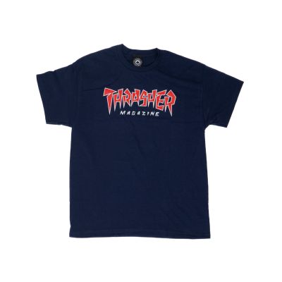 Thrasher Skate Mag Jagged Logo Short Sleeve Tee - Blau - Kurzärmeliges T-shirt