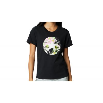 Converse Floral Print Patch T-shirt - Schwarz - Kurzärmeliges T-shirt