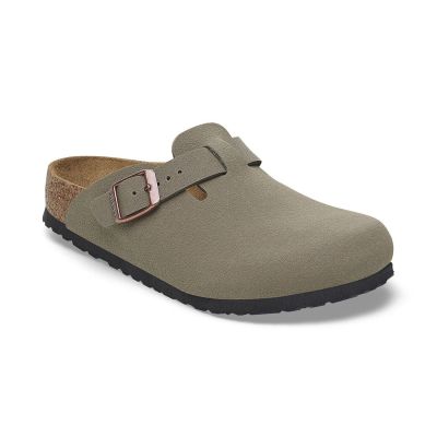 Birkenstock Boston Kids BS Birko-Flor Birkibuc Narrow Fit - Grau - Sandalen Birkenstock Boston Kids BS Birko-Flor Birkibuc Narrow Fit - Grau - Sandalen