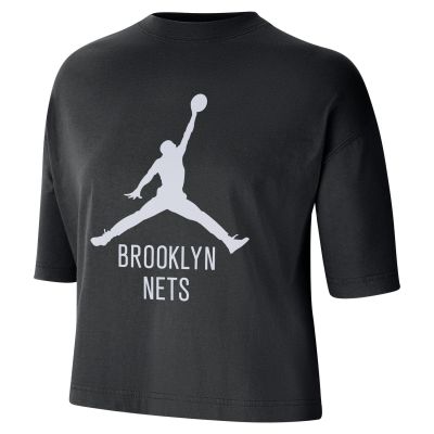 Jordan NBA Brooklyn Nets Essential Boxy Wmns Tee - Schwarz - Kurzärmeliges T-shirt