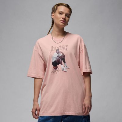 Jordan Wmns Oversized Graphic Tee Pink Glaze - Rosa - Kurzärmeliges T-shirt