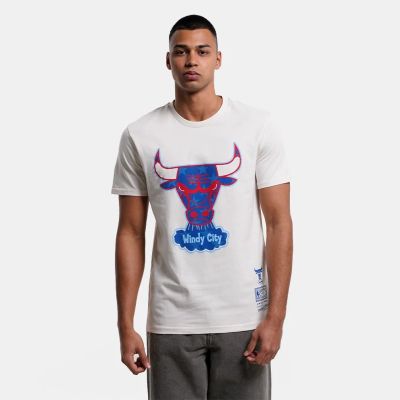 Mitchell & Ness NBA Chicago Bulls Americana Tee - Weiß - Kurzärmeliges T-shirt