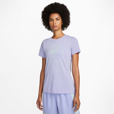 Nike Dri-FIT Swoosh Fly Wmns Tee Light Thistle - Violett - Kurzärmeliges T-shirt