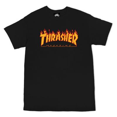 Thrasher Flame T-Shirt Black - Schwarz - Kurzärmeliges T-shirt