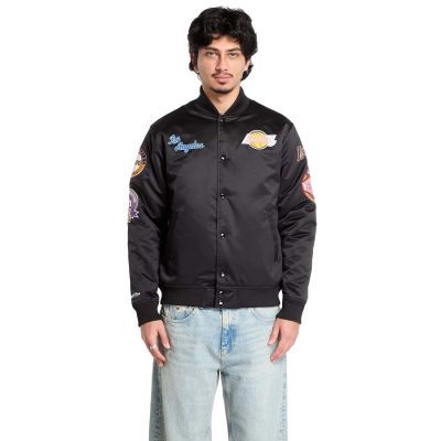 Mitchell & Ness NBA Blackout Heavyweight Lakers Satin Jacket - Schwarz - Jacke
